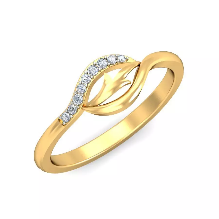Elegant Gold Diamond Twist Ring 3D print model_0