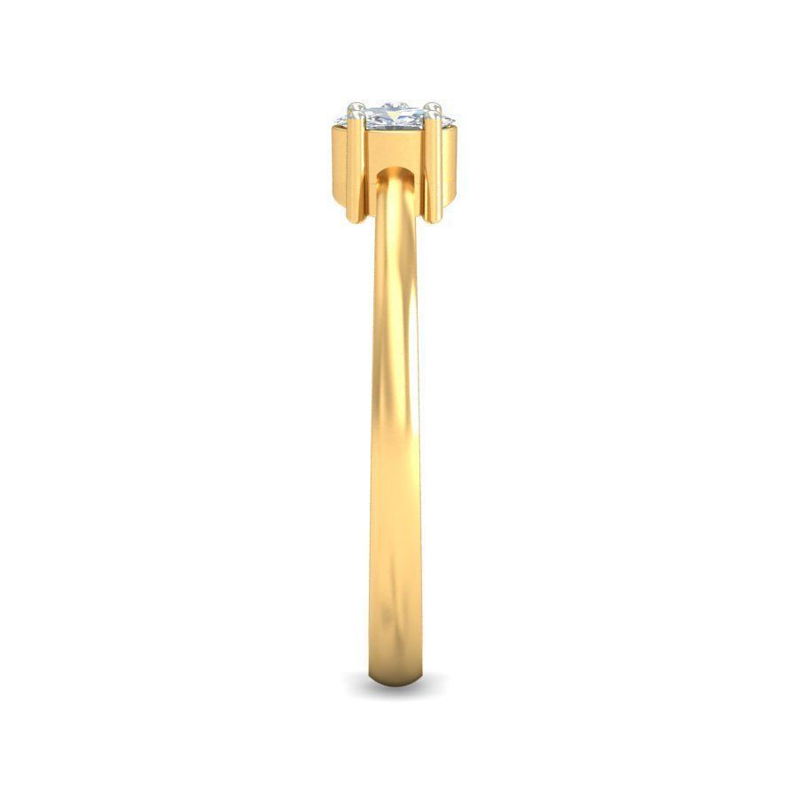 Elegant Gold Band with Solitaire Diamond 3D print model_2