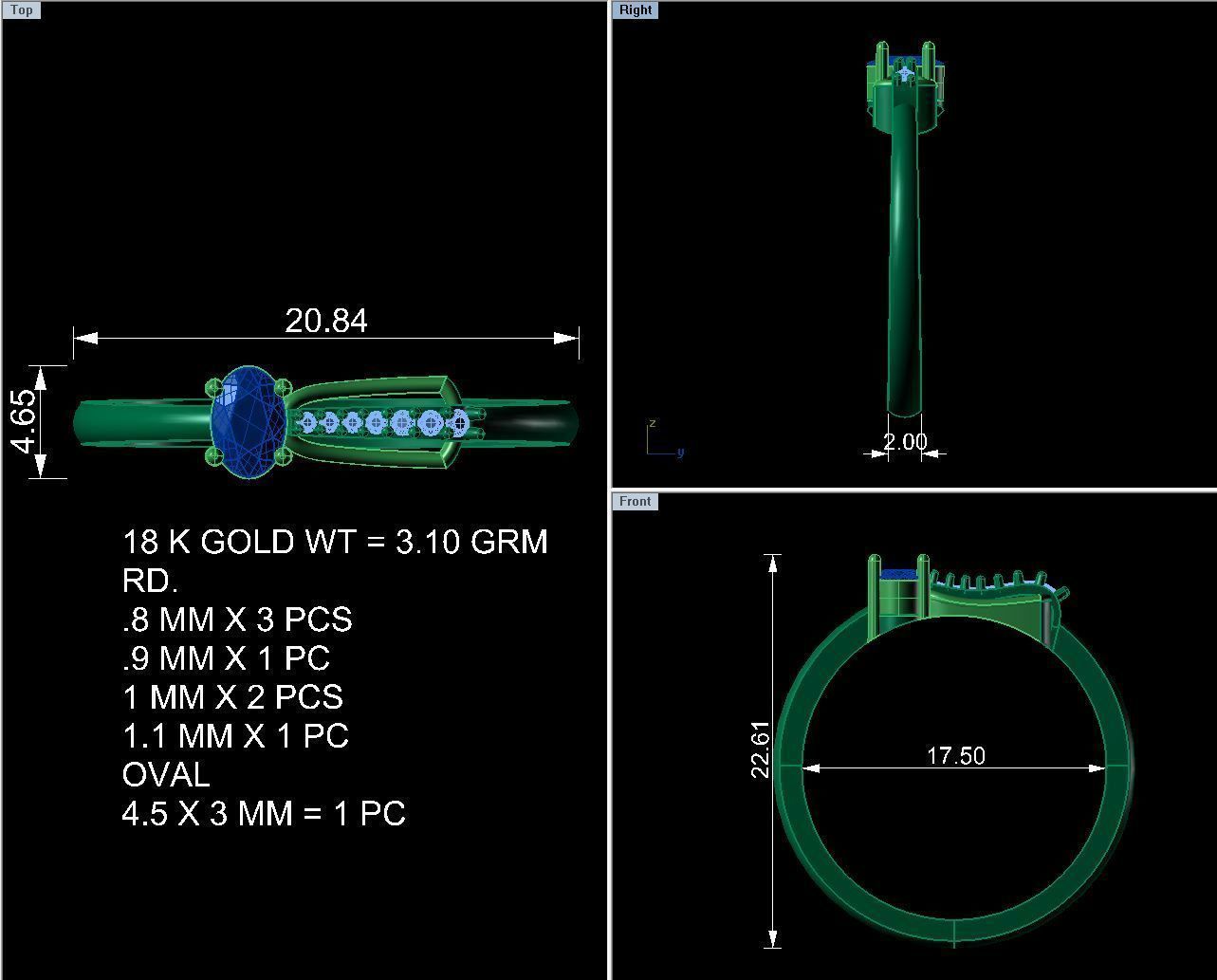 Elegant Gold Band with Solitaire Diamond 3D print model_5