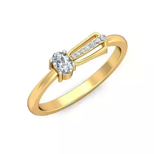 Elegant Gold Band with Solitaire Diamond 3D print model