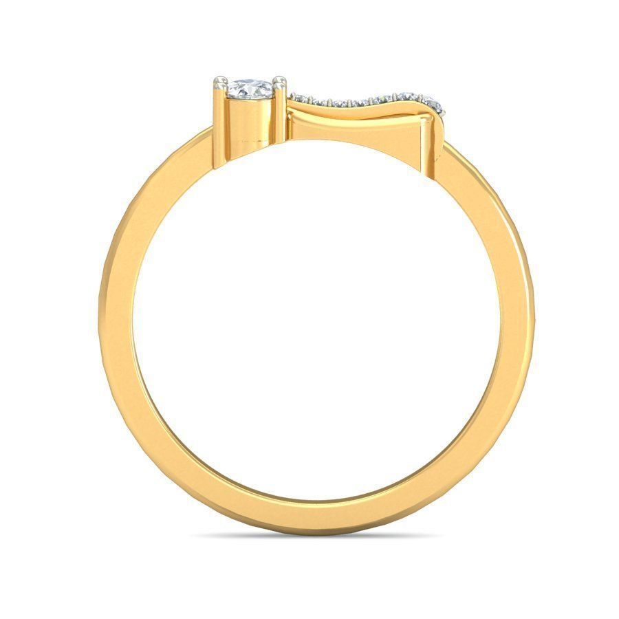 Elegant Gold Band with Solitaire Diamond 3D print model_1