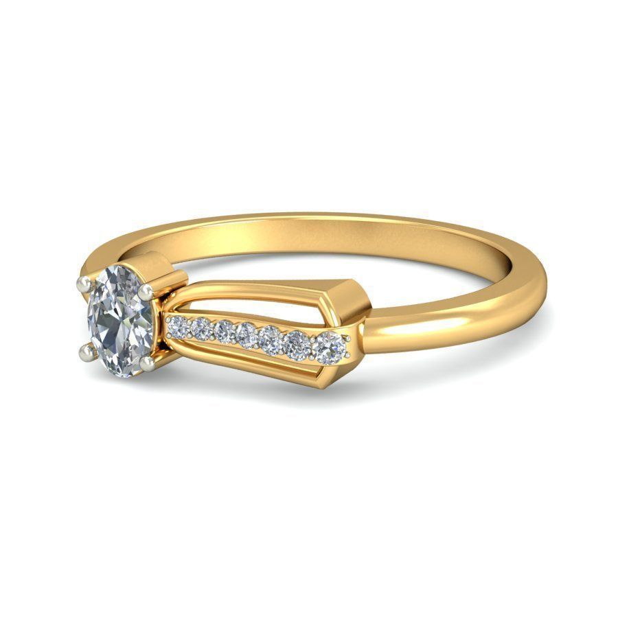 Elegant Gold Band with Solitaire Diamond 3D print model_4