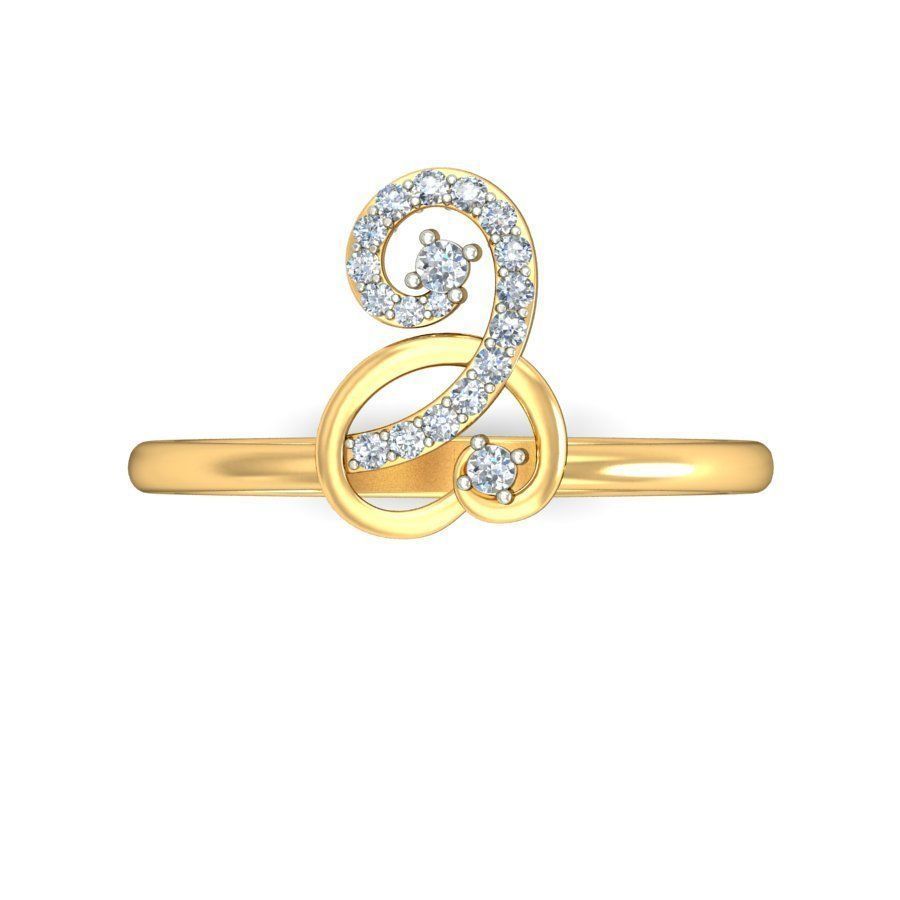 Elegant Gold Ring with Diamond Accents 3D print model_3