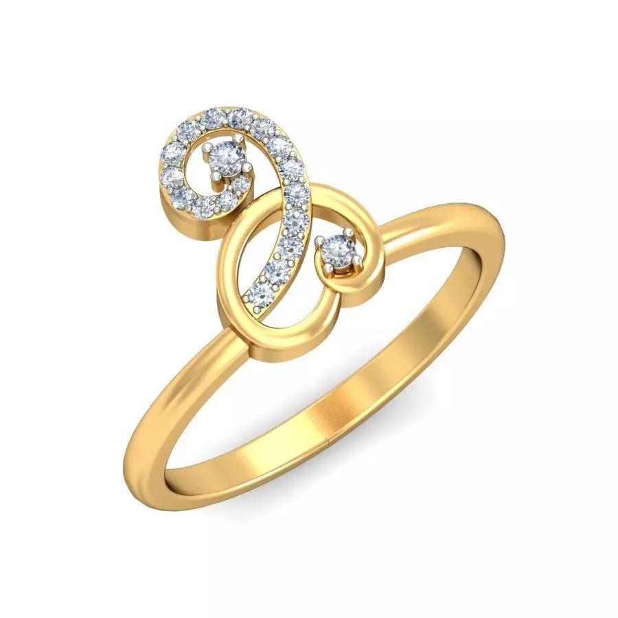 Elegant Gold Ring with Diamond Accents 3D print model_0