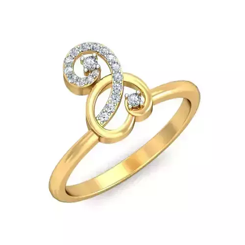 Elegant Gold Ring with Diamond Accents 3D print model