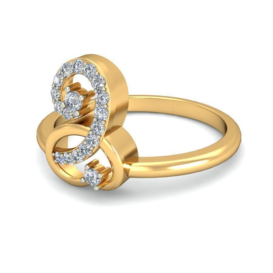 Elegant Gold Ring with Diamond Accents 3D print model_4