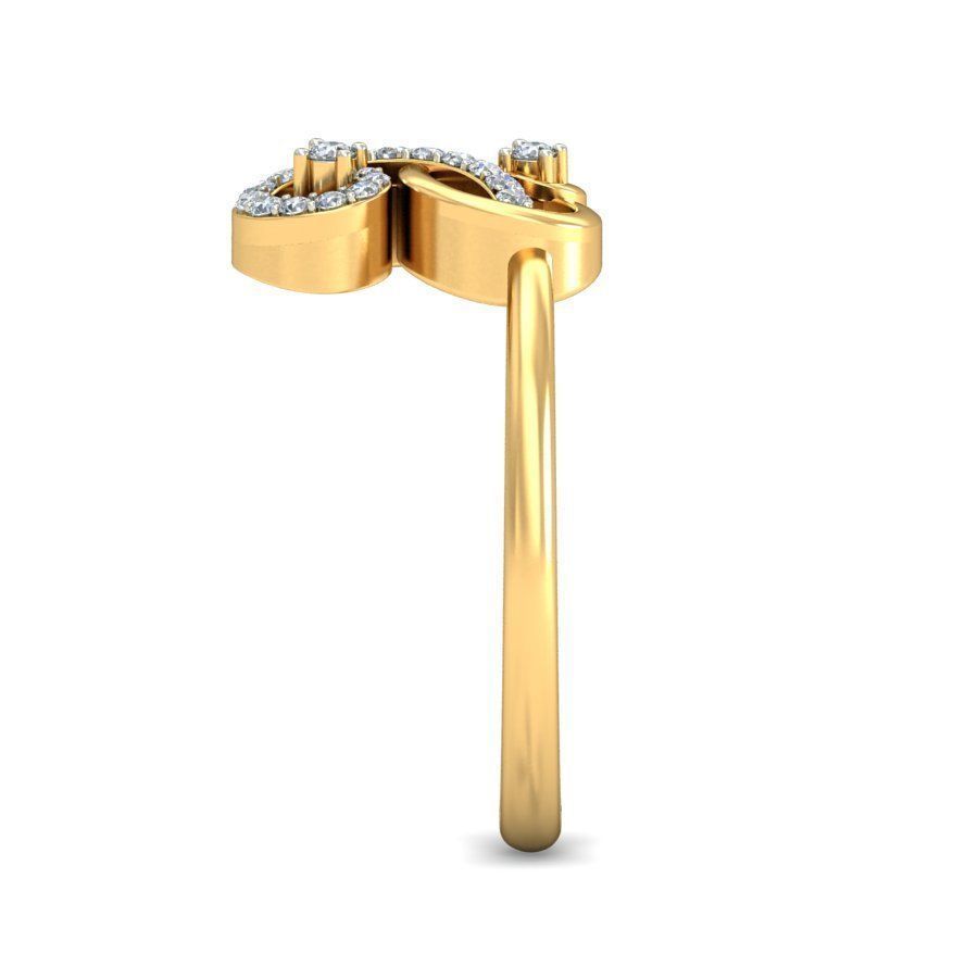 Elegant Gold Ring with Diamond Accents 3D print model_2