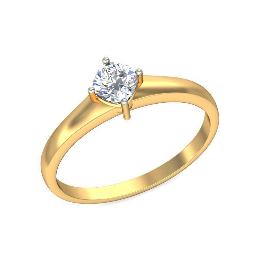 Elegant Gold Band with Solitaire Diamond 3D print model_3