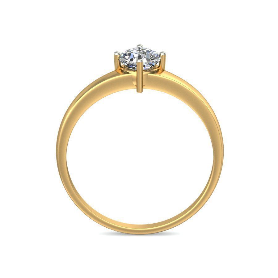 Elegant Gold Band with Solitaire Diamond 3D print model_2