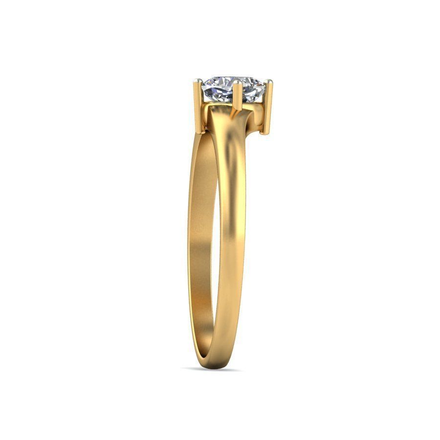 Elegant Gold Band with Solitaire Diamond 3D print model_4