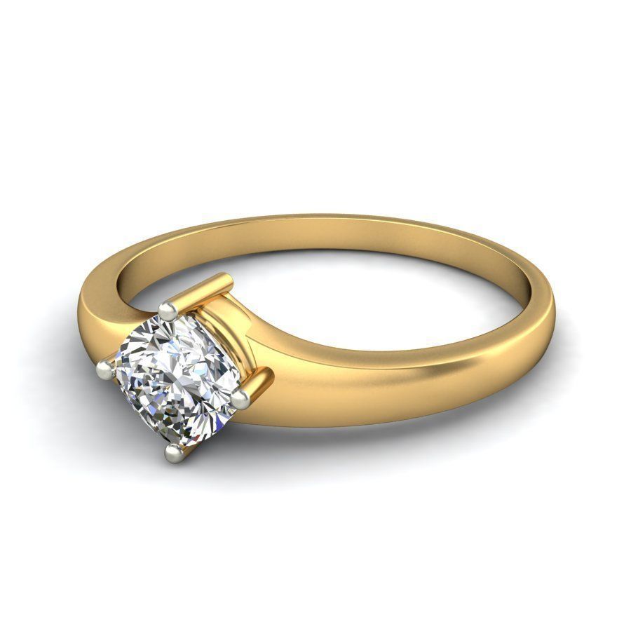 Elegant Gold Band with Solitaire Diamond 3D print model_6