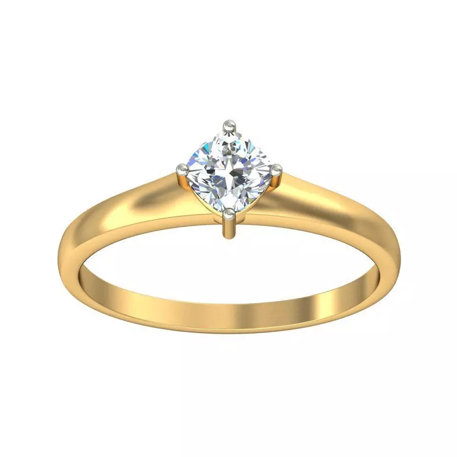 Elegant Gold Band with Solitaire Diamond 3D print model_0