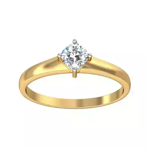 Elegant Gold Band with Solitaire Diamond 3D print model