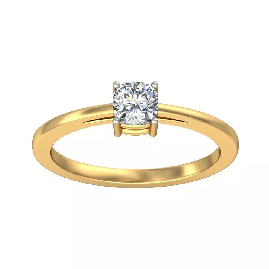 Elegant Gold Band with Solitaire Diamond Ring 3D print model_0