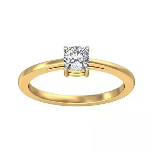 Elegant Gold Band with Solitaire Diamond Ring 3D print model