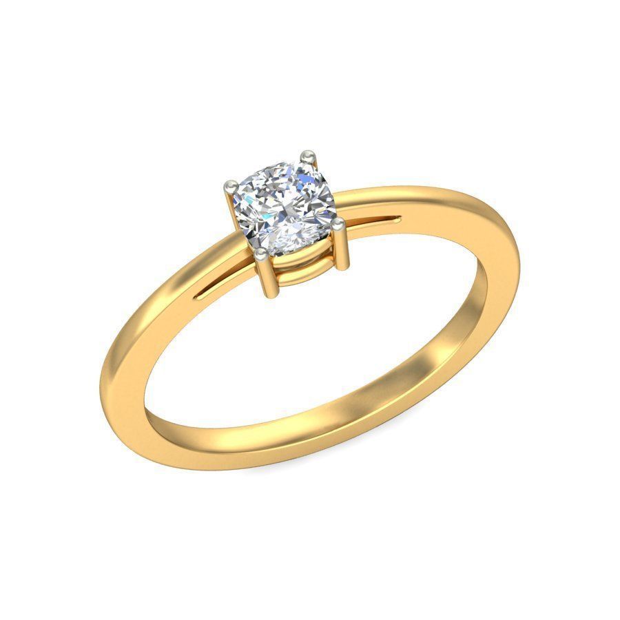Elegant Gold Band with Solitaire Diamond Ring 3D print model_3