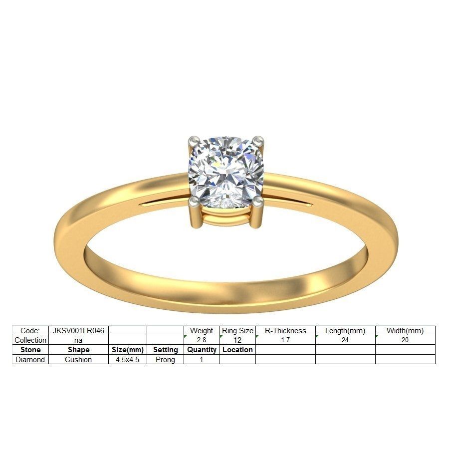 Elegant Gold Band with Solitaire Diamond Ring 3D print model_1