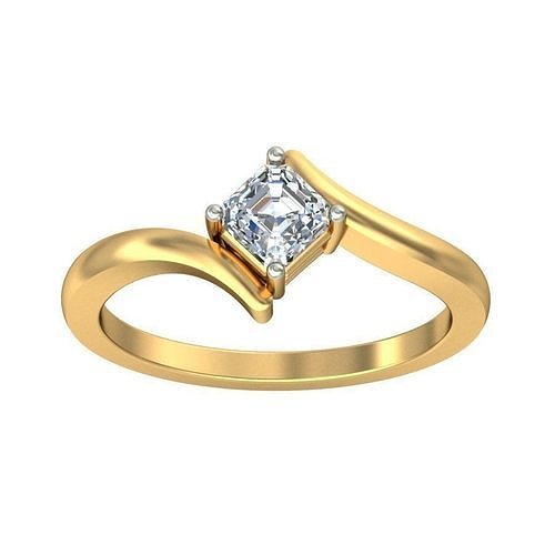 Elegant Solitaire Diamond Ring in Gold Setting 3D print model