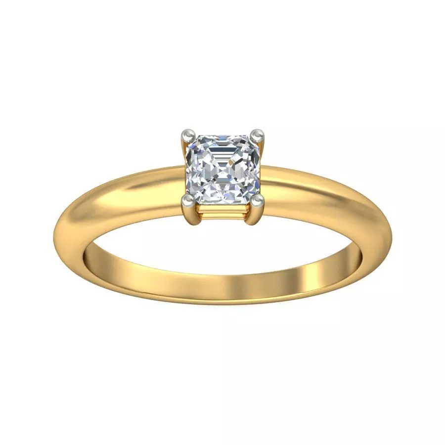 Elegant Gold Engagement Ring with Solitaire Diamond 3D print model_0