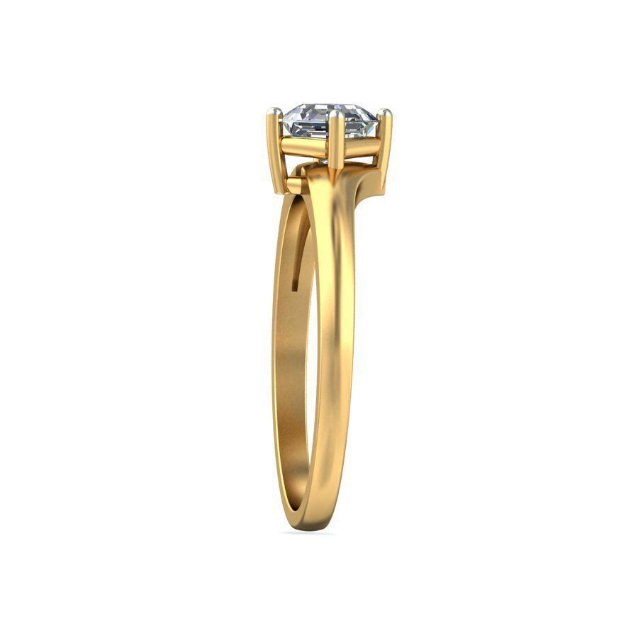 Elegant Gold Band with Solitaire Diamond Ring 3D print model_4