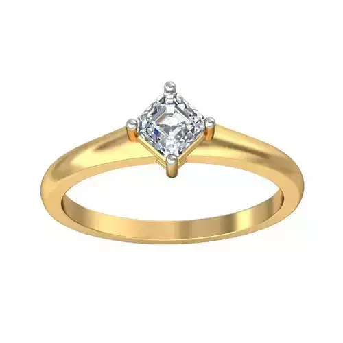 Elegant Gold Band with Solitaire Diamond Ring 3D print model