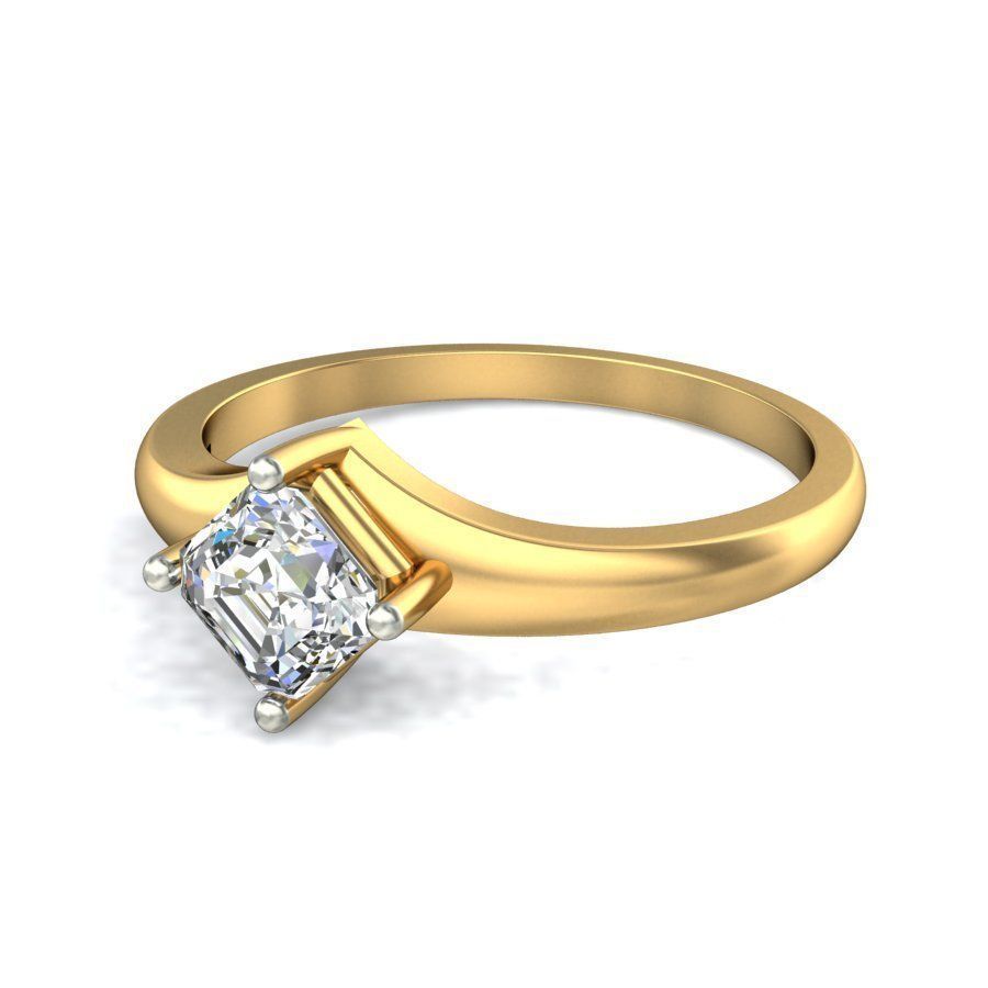 Elegant Gold Band with Solitaire Diamond Ring 3D print model_6