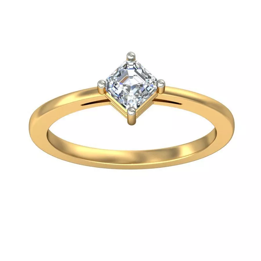 Elegant Gold Band with Solitaire Diamond Ring 3D print model_0