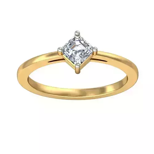 Elegant Gold Band with Solitaire Diamond Ring 3D print model