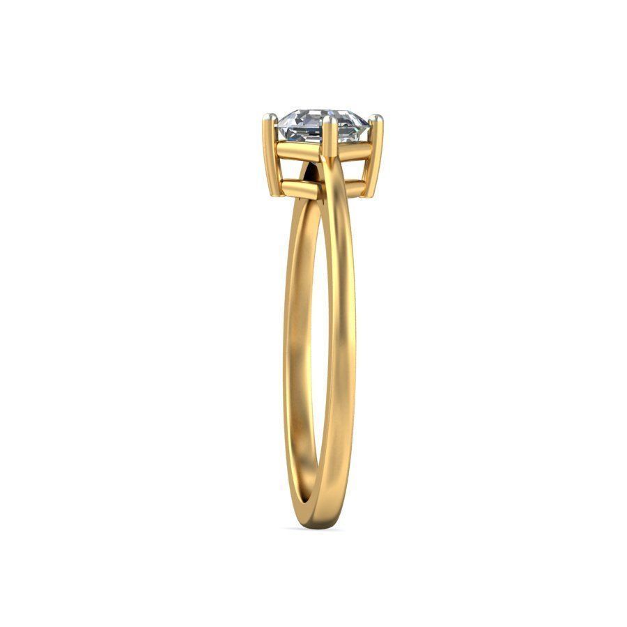 Elegant Gold Band with Solitaire Diamond Ring 3D print model_4