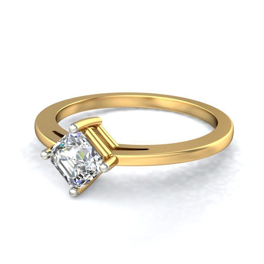 Elegant Gold Band with Solitaire Diamond Ring 3D print model_5