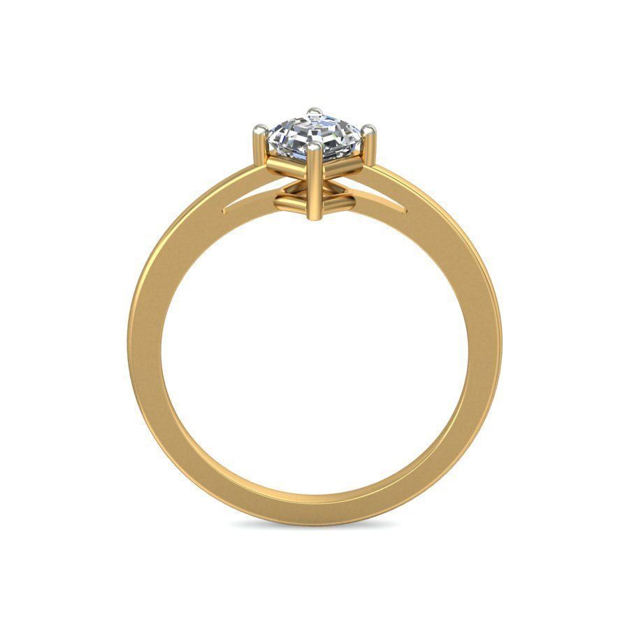 Elegant Gold Band with Solitaire Diamond Ring 3D print model_2