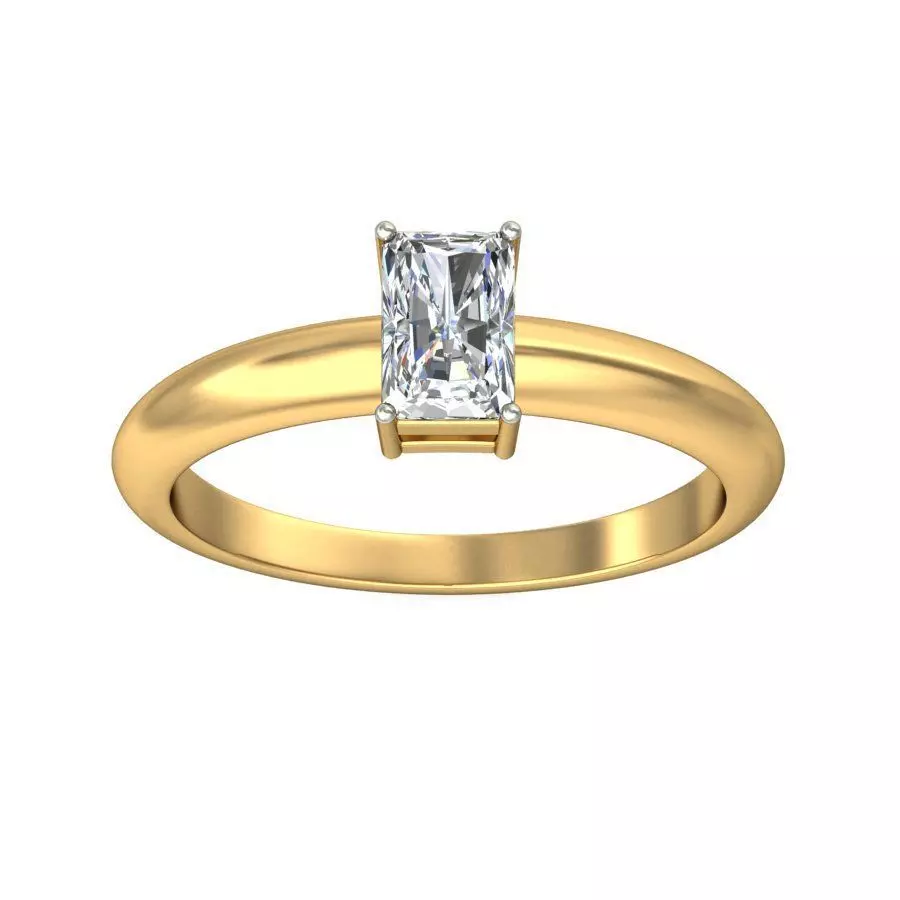 Elegant Gold Band with Solitaire Diamond 3D print model_0