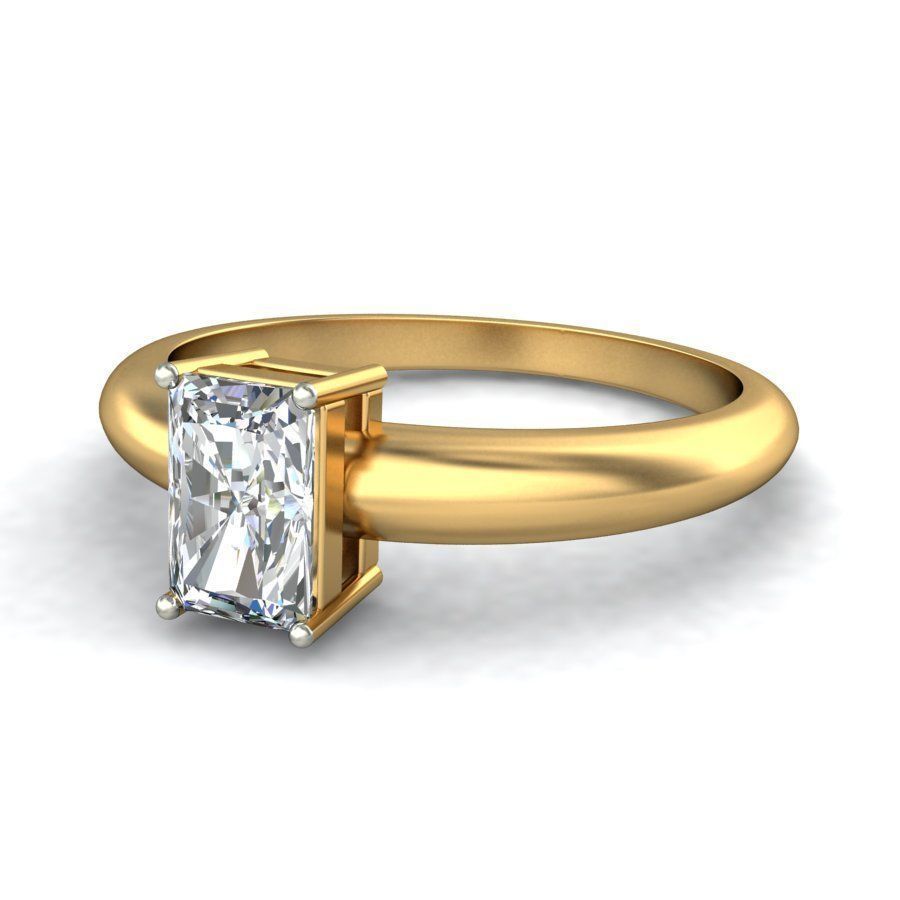 Elegant Gold Band with Solitaire Diamond 3D print model_5