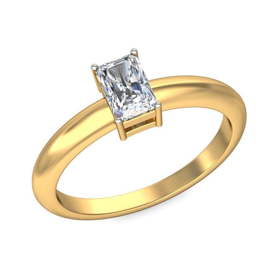 Elegant Gold Band with Solitaire Diamond 3D print model_3