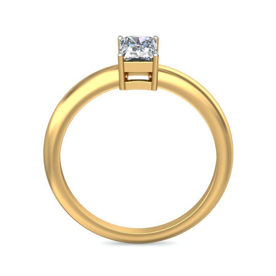 Elegant Gold Band with Solitaire Diamond 3D print model_2