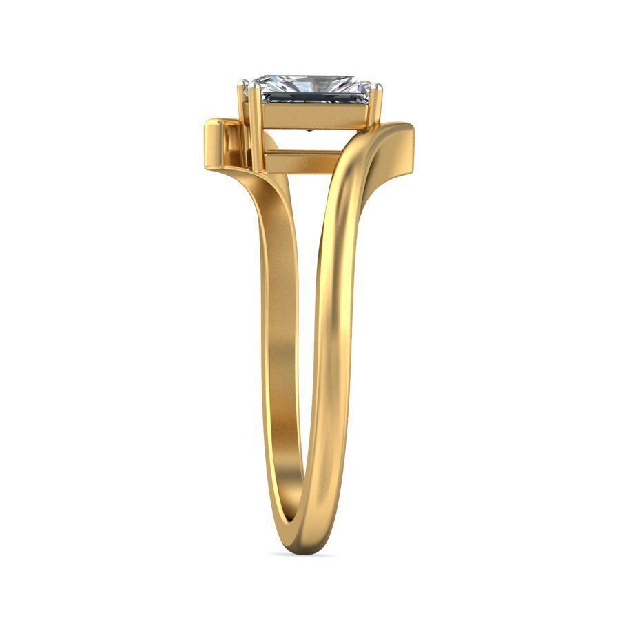 Elegant Gold Band with Solitaire Diamond Ring 3D print model_4