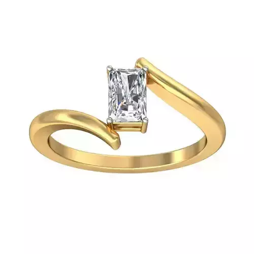 Elegant Gold Band with Solitaire Diamond Ring 3D print model