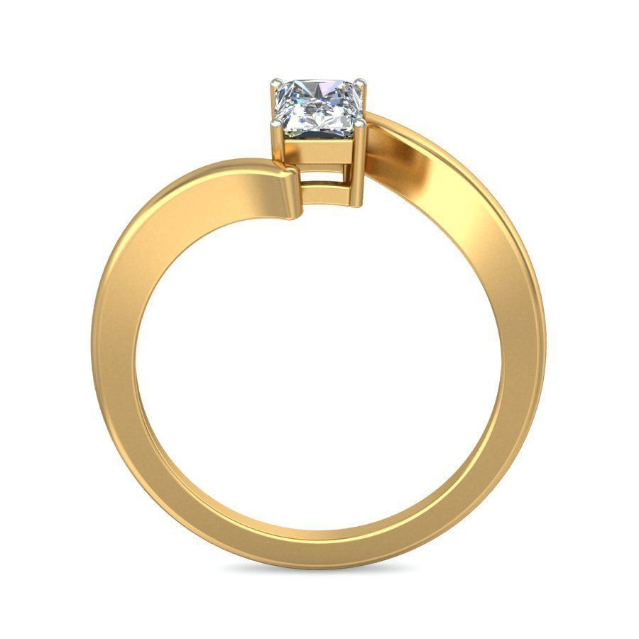 Elegant Gold Band with Solitaire Diamond Ring 3D print model_2