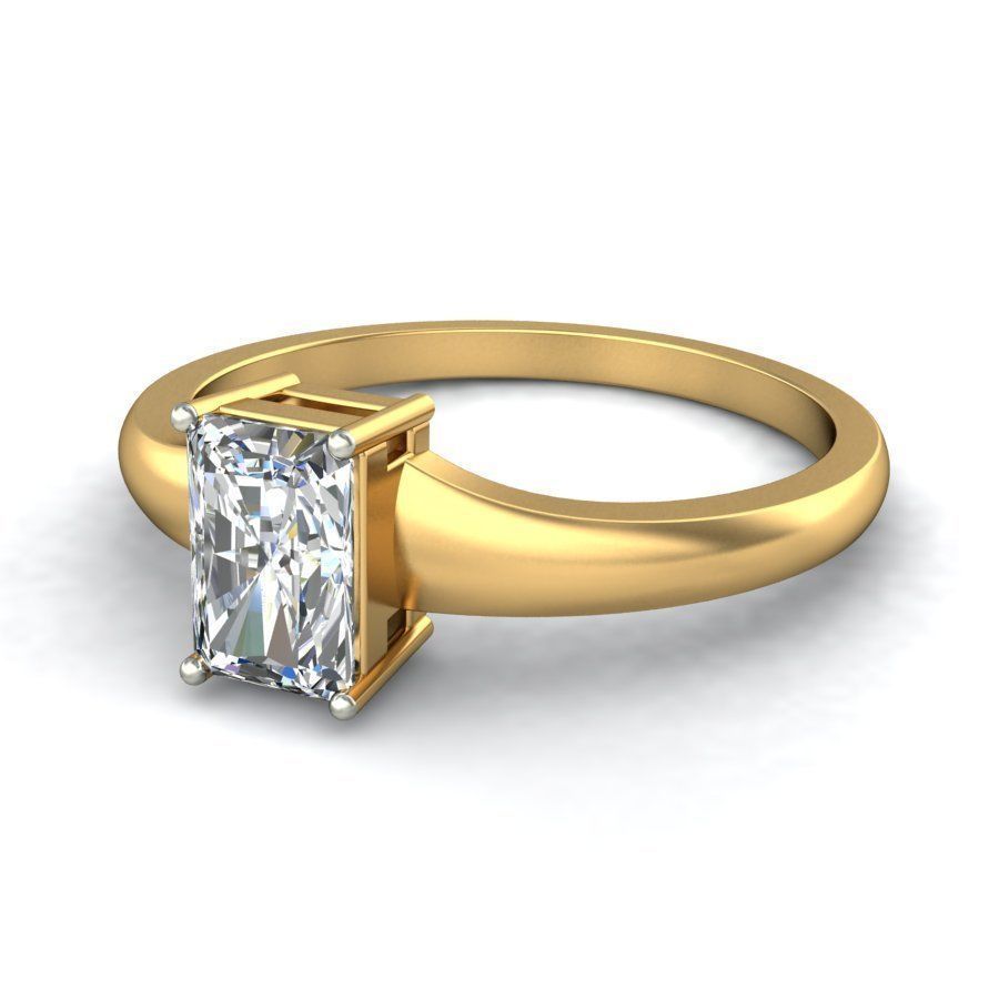 Elegant Gold Band with Solitaire Diamond 3D print model_6