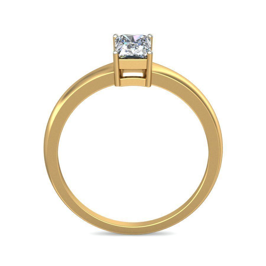 Elegant Gold Band with Solitaire Diamond 3D print model_2