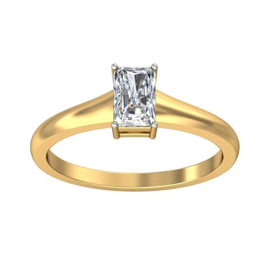 Elegant Gold Band with Solitaire Diamond 3D print model_0