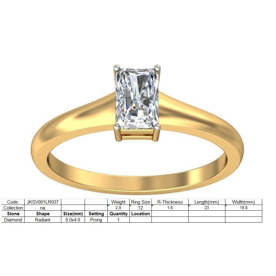 Elegant Gold Band with Solitaire Diamond 3D print model_1