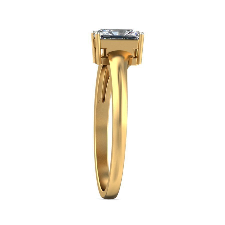 Elegant Gold Band with Solitaire Diamond 3D print model_4