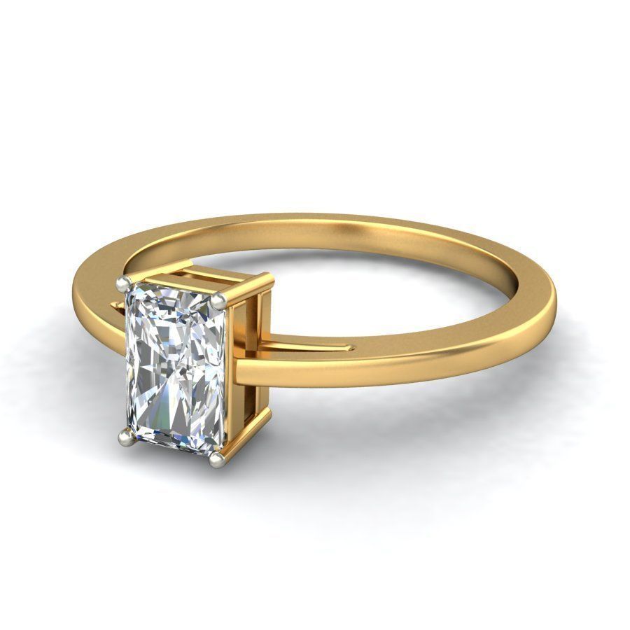 Elegant Gold Engagement Ring with Solitaire Diamond 3D print model_5