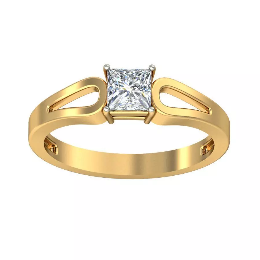 Elegant Gold Ring with Solitaire Diamond 3D print model_0