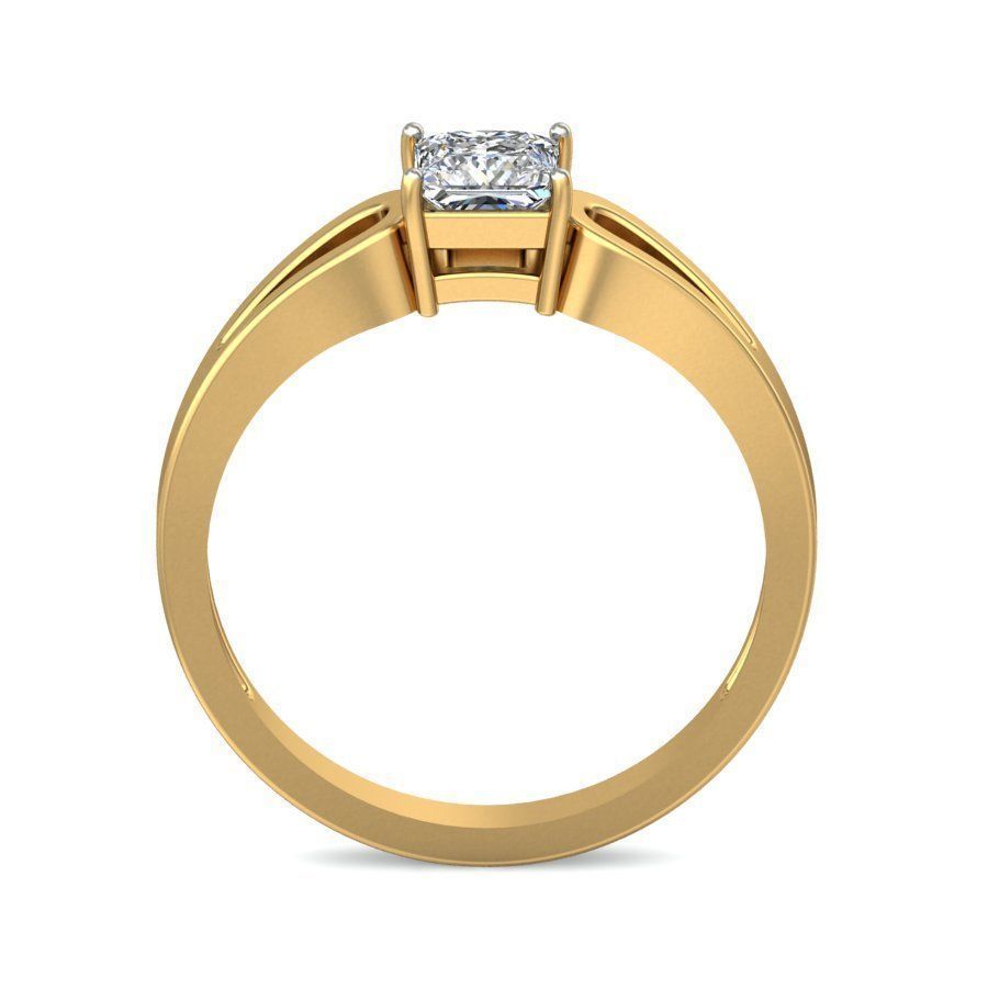 Elegant Gold Ring with Solitaire Diamond 3D print model_2