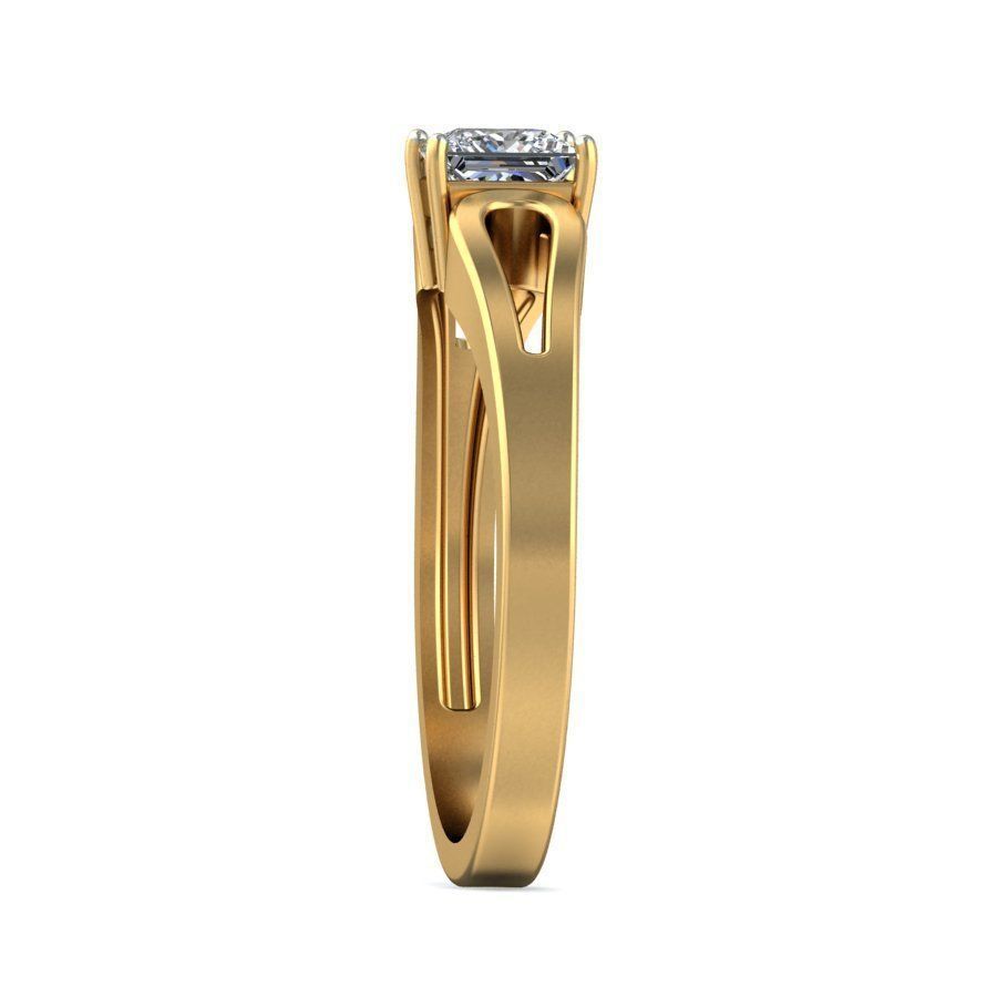 Elegant Gold Ring with Solitaire Diamond 3D print model_4