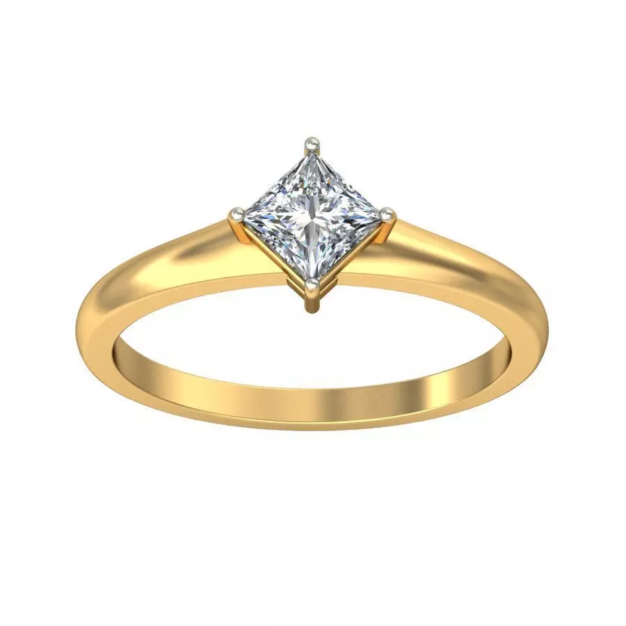 Elegant Gold Band with Solitaire Diamond 3D print model_0