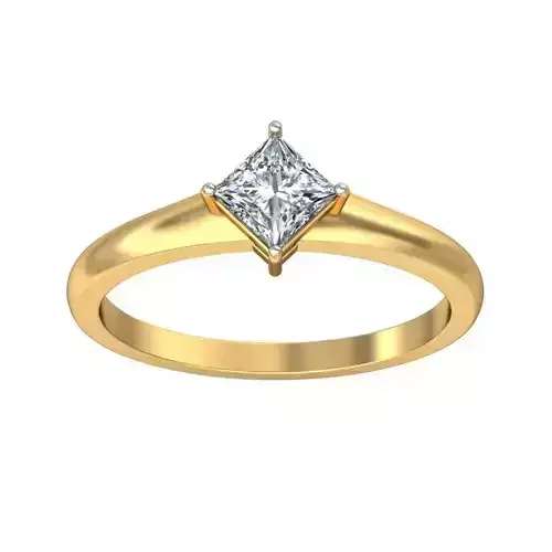 Elegant Gold Band with Solitaire Diamond 3D print model