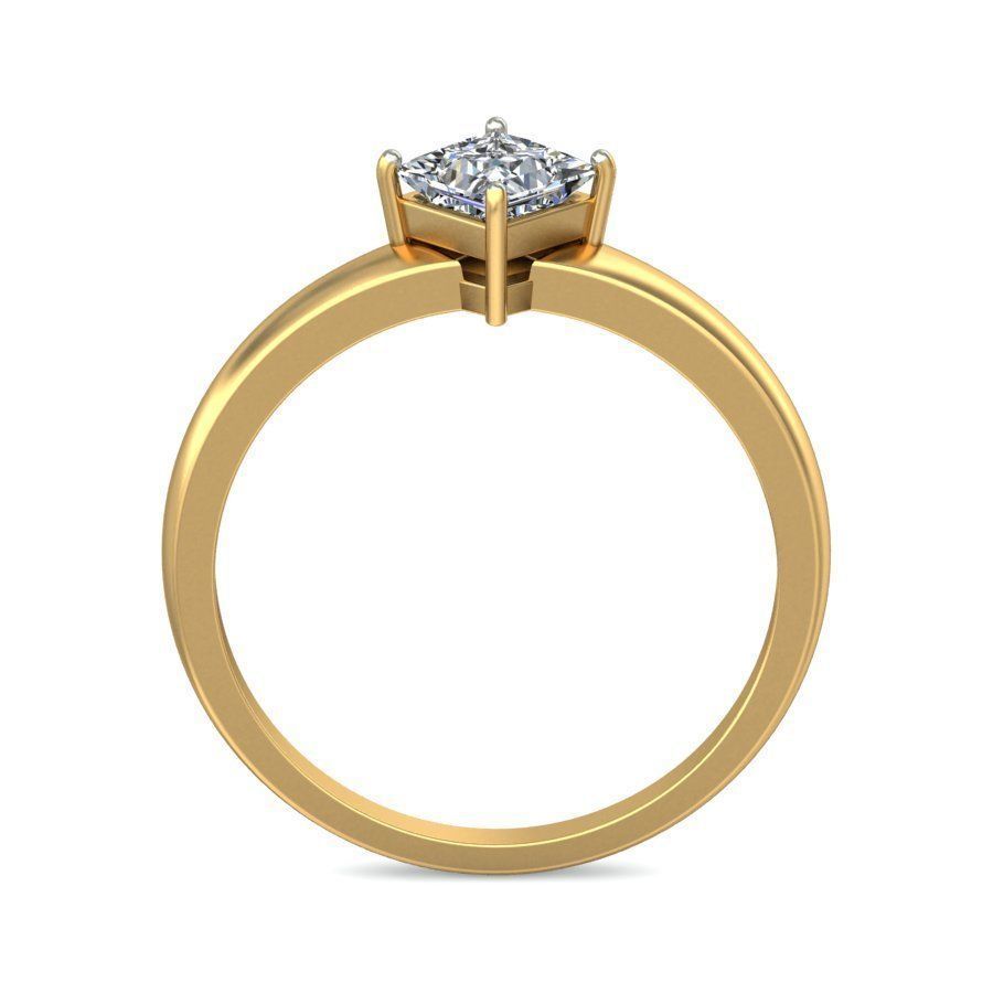 Elegant Gold Band with Solitaire Diamond 3D print model_2